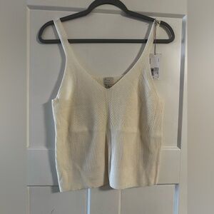 A new day Cream Ribbed Fitted Tank Top